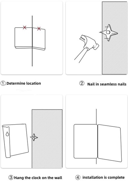 Kare Duvar Saati Katlanmış Köşe Duvar Asılı Saat Şık Ark Sessiz Saat Oturma Odası Için Işık ile Ev Dekorasyonu-A (Yurt Dışından) fırsatları