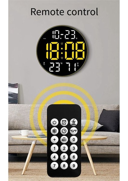 Ortam Işığı 12 Inç Büyük Ekran Çok Işlevli Saat Basit Oturma Odası Duvar Saati LED Duvar Saati Yeşil (Yurt Dışından) fiyatları