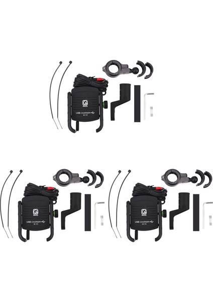 3x Kewiq Qc3 0 USB Hızlı Şarj Alüminyum Alaşım Motosiklet Telefon Tutucu USB Şarj Cihazı 360 Derece Döndür (Yurt Dışından)