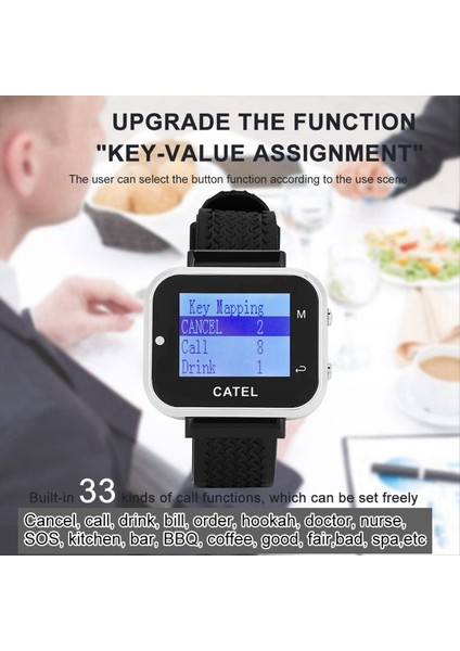 5 Çağrı Düğmesi 1 Bilek Çağrı Çekme Restoran Kablosuz Çağrı Sistemi Verici Pafing Cafe Garson Servisi Buzzer B (Yurt Dışından) indirimleri