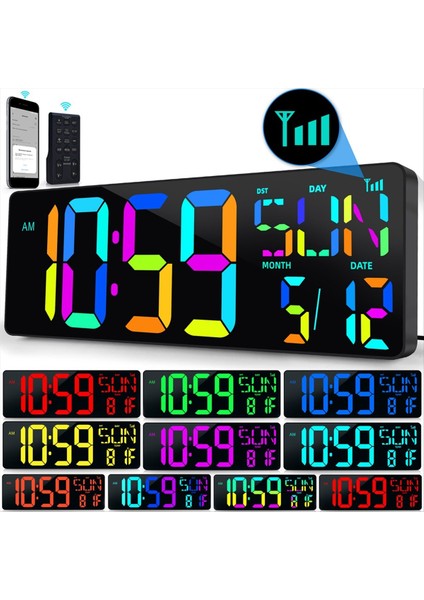 Büyük Dijital Duvar Saati 16 5 Inç Bluetooth Otomatik Zaman Senkronizasyonu LED Dijital Saat Ekran Takvim Saati Ab Fiş (Yurt Dışından) indirimleri