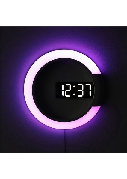 LED Dijital Duvar Saati Dijital Ekran Sıcaklığı 7 Renk 3D Yatak Odası Oturma Odası Dekorasyonu Dijital Ayna Çalar Saat (Yurt Dışından)