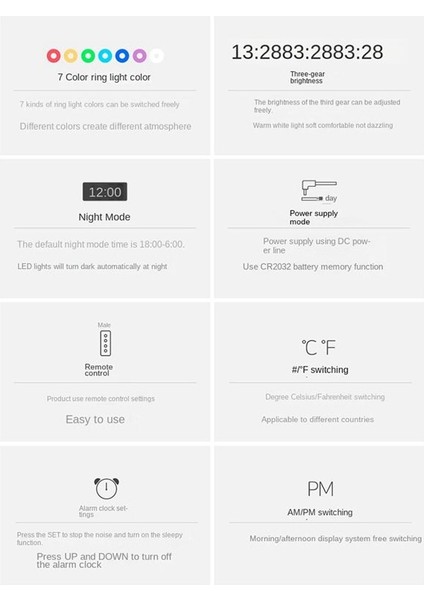 LED Dijital Duvar Saati Dijital Ekran Sıcaklığı 7 Renk 3D Yatak Odası Oturma Odası Dekorasyonu Dijital Ayna Çalar Saat (Yurt Dışından) fırsatları