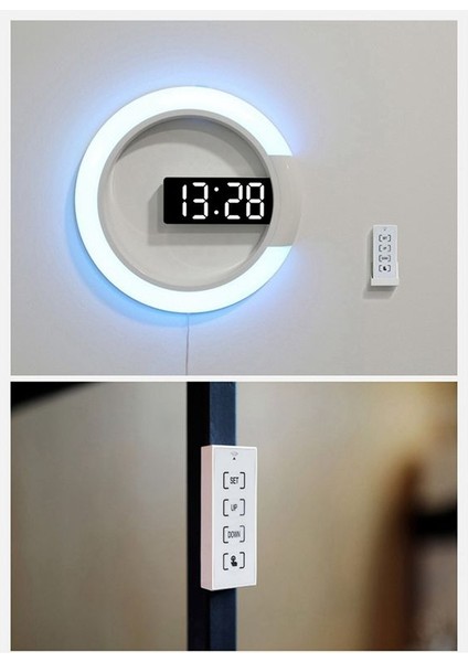 LED Dijital Duvar Saati Dijital Ekran Sıcaklığı 7 Renk 3D Yatak Odası Oturma Odası Dekorasyonu Dijital Ayna Çalar Saat (Yurt Dışından) indirimleri