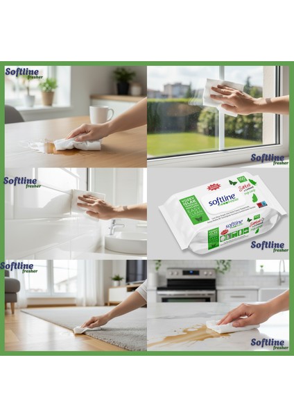 Softline Easy Clean Sirke ve Karbonatlı Islak Mendil Yüzey Temizlik Havlusu & Mendili 3'lü Paket (3X100 Yaprak) indirimleri