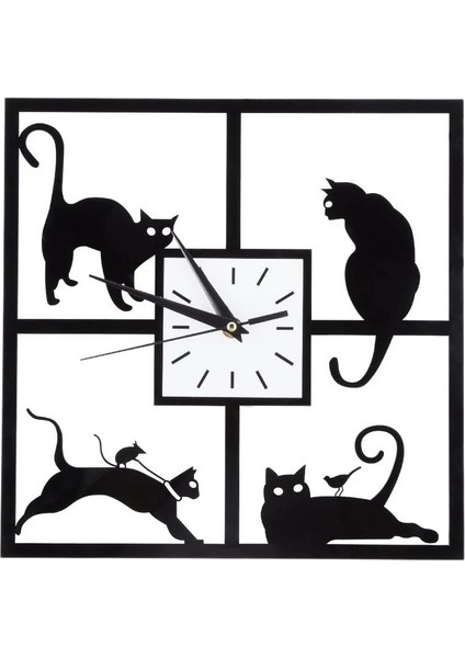 Modern 3D Dijital Duvar Saat Kedi Aynası Sessiz Pil Saatleri Evde Oturma Odası Banyo Dekor (Yurt Dışından)