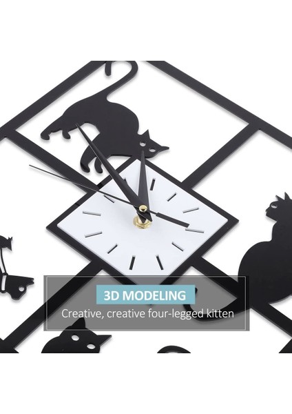 Modern 3D Dijital Duvar Saat Kedi Aynası Sessiz Pil Saatleri Evde Oturma Odası Banyo Dekor (Yurt Dışından) fiyatları