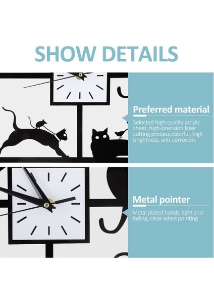 Modern 3D Dijital Duvar Saat Kedi Aynası Sessiz Pil Saatleri Evde Oturma Odası Banyo Dekor (Yurt Dışından) modelleri