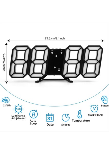 3D LED Dijital Saat Aydınlık Duvar Saati Çok Fonksiyonlu USB Fiş Saat Ev Dekorasyonu Yeşil (Yurt Dışından) modelleri