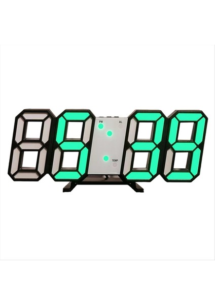 3D LED Dijital Saat Aydınlık Duvar Saati Çok Fonksiyonlu USB Fiş Saat Ev Dekorasyonu Yeşil (Yurt Dışından) indirimleri