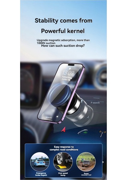 360 ° Döndürülebilir Vakum Araba Tutucu Telefon Manyetik Araba Montajı Vakum Telefon Tutucu Spor Kamera Aksesuarları Gümüş (Yurt Dışından)