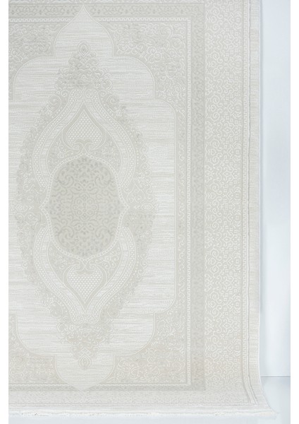 Krem Beyaz Bambu Dokulu Modern Salon Halısı – 4m² / 6m² – Antialerjik, Kaymaz Taban & Toz Tutmaz Oturma Odası Halısı