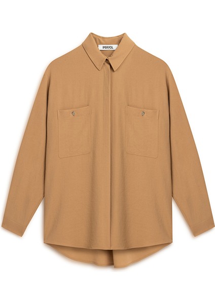 Metal düğmeli cepli gömlek IW6240025345027