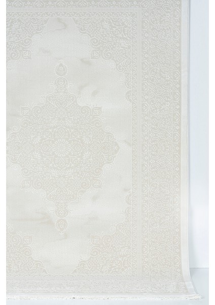 Krem Beyaz Salon Halısı – Modern Bambu Dokulu, Antialerjik, Kaymaz Taban – 4m² / 6m² Oturma Odası Halısı