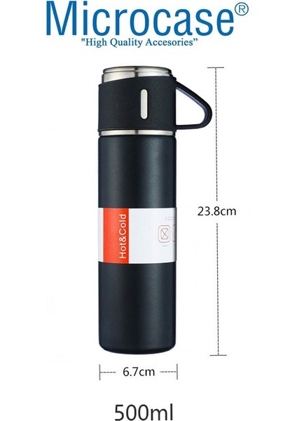 3 Bardaklı Paslanmaz Çelik 500 ml Sıcak Soğuk Tutan Çay Kahve Su Termosu - AL3678 0,50 L Içecek Çeli