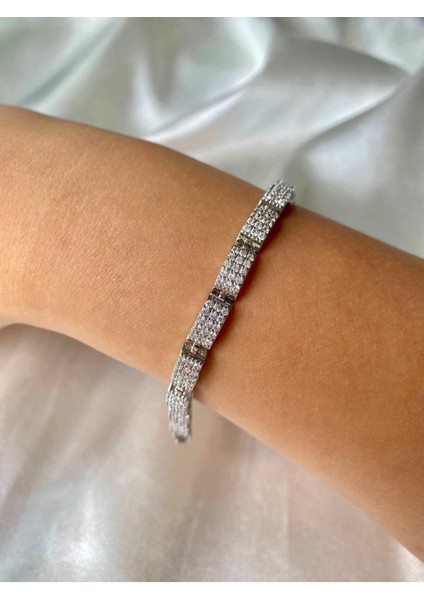 Zirkon Taşlı Bombeli Tasarım Bileklik