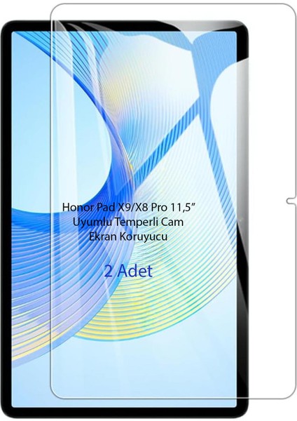 Honor Pad X9 / X8 Pro (11.5'') Uyumlu Temperli Cam Ekran Koruyucu *2 Adet*