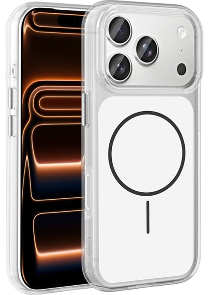 iPhone 17 Pro Max Kılıf M-Safe Şarj Destekli Premium Sert Kılıf – Şık Metal Tuş Detaylı Ryc / Ikonik