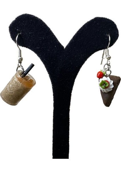 1439 El Yapımı Dilim Kek ve Kahve Figürlü Küpe fiyatları