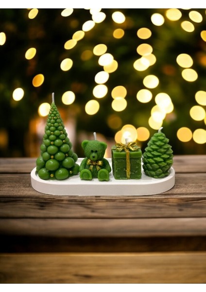 Yılbaşı Dekoratif Mum Seti 5’li Çam Ağacı, Ayıcık, Hediye Kutusu, Kozalak, Sunum Tabağı fiyatları