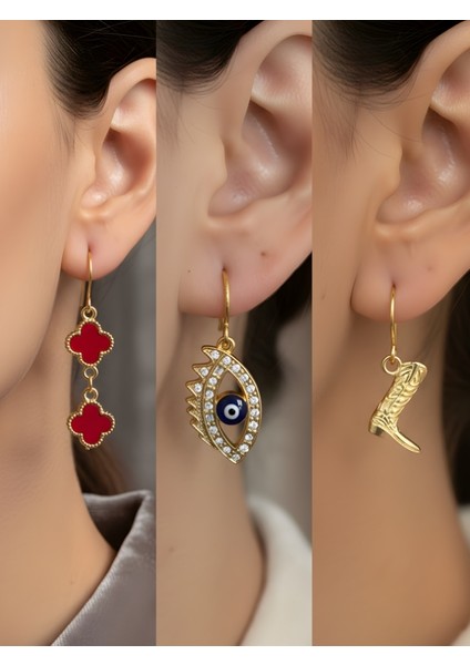 Trend Sembol Figürlü 3’lü Kadın Küpe Set