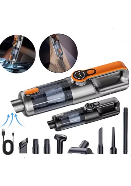 Işıklı Araç Süpürgesi Kablosuz 22.000 Pascal Çekim Gücü Vakum ve Üfleme 2in1 10BAŞLIK Metal Filtreli fiyatları