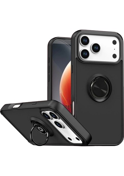 iPhone 17 Pro Kılıf Yüzüklü ve Stant Özellikli Şık Premium Silikon Kapak Ryc/montreal Yüzüklü