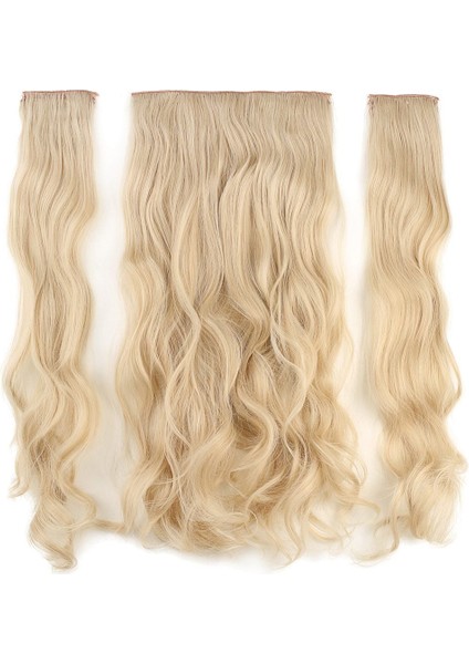 Fiber Sentetik Dalgalı Yarım Ay + 2 Yan Çıt Çıt / Kumral Beyaz Platin Röfleli fiyatları