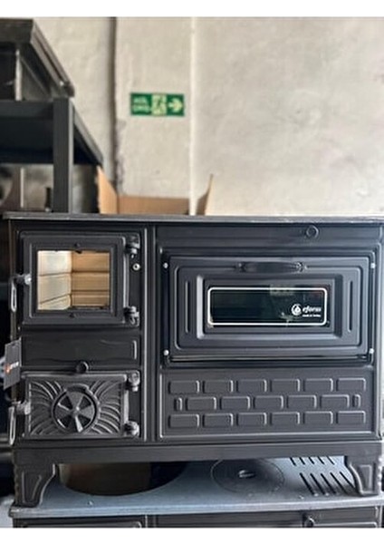 Füme Tuğlalı Camlı Kuzine Odun Yakıtlı 80x60x80 cm Döküm Malzeme ile Üretilmiştir