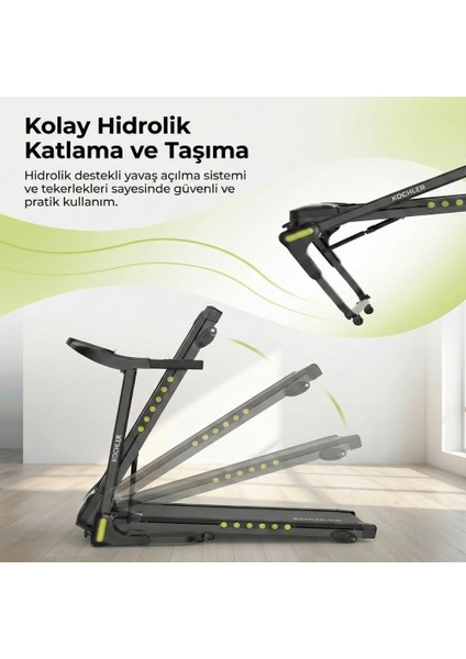Katlanabilir Uygulamalı Dijital Koşu & Yürüyüş Bandı – 1.5 Hp Motor, 4 Kademeli Eğim
