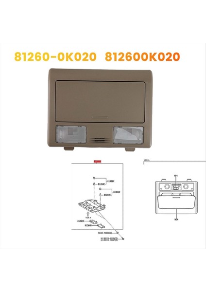 Bej Çatı Konsolu Okuma Işıkları Gözlükleri Case 81260-0K020-E1 Toyota Hilux Fortuner 2005-2015 Dome Lambası 812600K020 (Yurt Dışından) modelleri