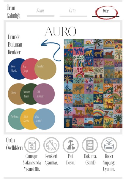 Auro 301 Çok Renkli Karma Şekil Leopar Botanik Tasarım Modern Yıkanabilir Halı Oda Ev Halısı fırsatları