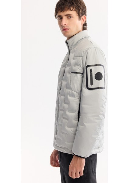 Erkek Gri Su İtici Rüzgar Geçirmez Şişme Regular Fit Mont B006082