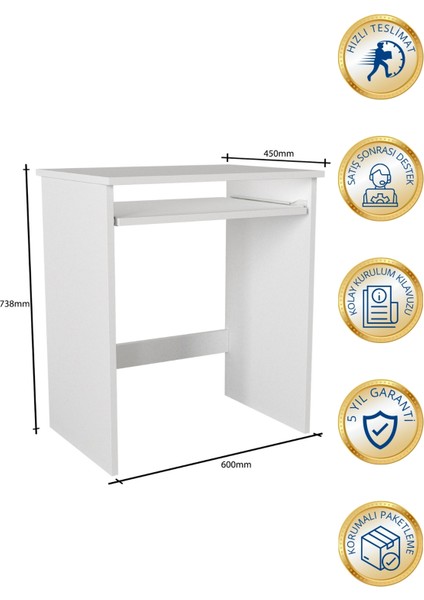 Gilda Bilgisayar Pc Çalışma Laptop Masası Beyaz