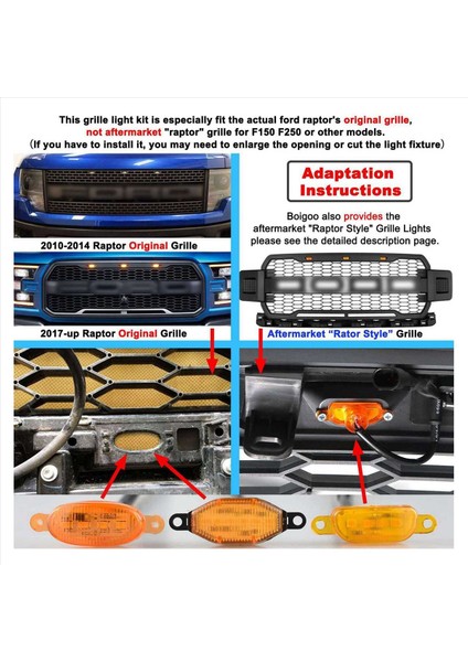 Ford Raptor F150 Grilles Için 3x Ön Izgara Işıkları 10-14 ve 17-21 Füme Lens Sarı LED Park/çalışma Amber Işığı (Yurt Dışından) fırsatları