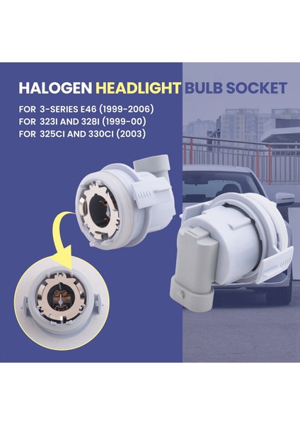 3 Serisi Için 4x E46 323I 328I 330CI Düşük Işın Halojen Far Ampulü Soketi 63128380206 (Yurt Dışından)