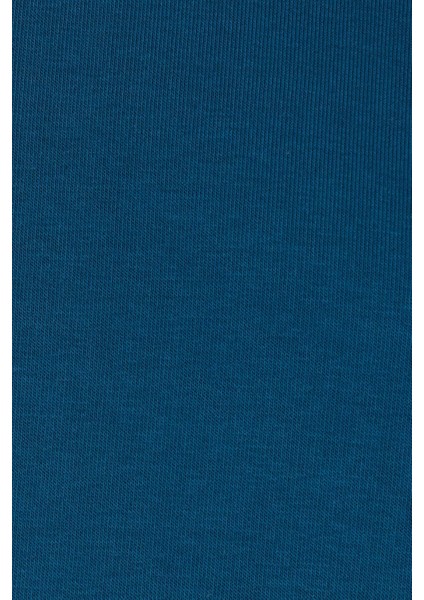 Kadın Relax Fit Rahat Kesim Pamuklu Içi Polarlı Yarım Fermuarlı Indigo Dik Yaka Sweatshirt