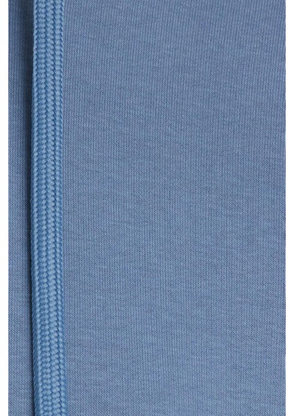 Kadın Oversize Geniş Kesim Pamuklu Yumuşak Dokulu Içi Polarlı Basic Indigo Kapüşonlu Sweatshirt indirimleri