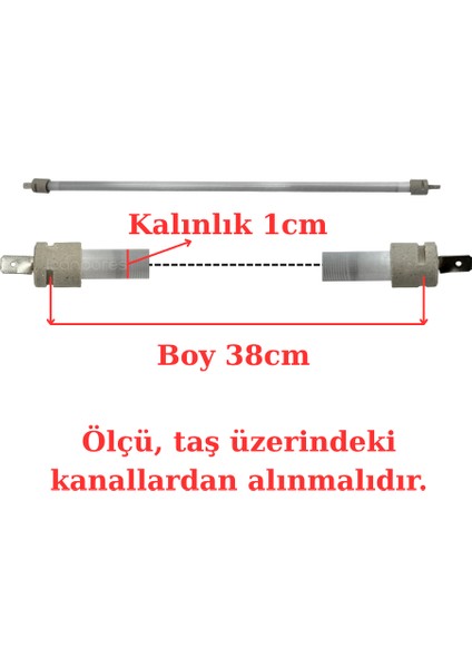 38 cm Elektrikli Isıtıcı Cam Montajlı Rezistans – 1 cm Kalınlık – Kuvars Cam Içinde Rezistanslı - 2 Adet fiyatları