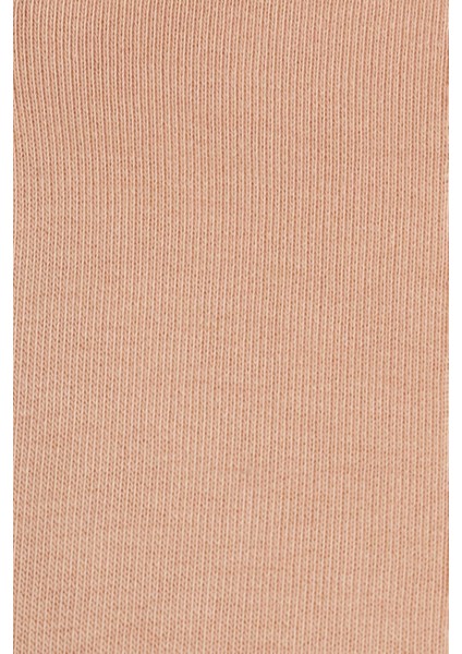 Kadın Relax Fit Rahat Kesim Pamuklu Içi Polarlı Yarım Fermuarlı Taş Renk Dik Yaka Sweatshirt