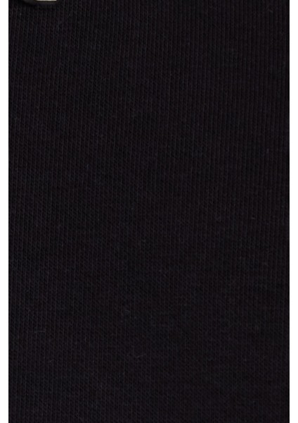 Kadın Relax Fit Rahat Kesim Pamuklu Içi Polarlı Yarım Fermuarlı Siyah Dik Yaka Sweatshirt