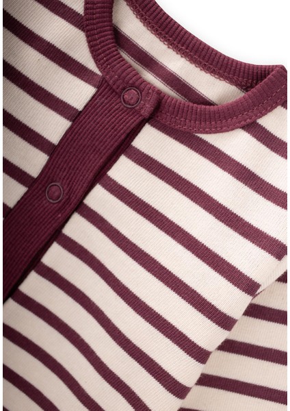 Çizgili Triko Tulum 0-3 Yaş Mürdüm modelleri