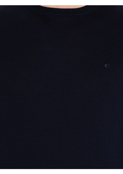 Erkek Lacivert Regular Fit %100 Yün Bisiklet Yaka Basic Triko Kazak 50259680-VR033