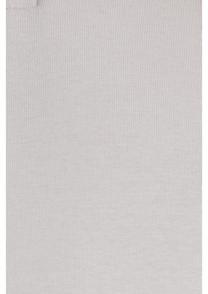 Kadın Relax Fit Rahat Kesim Pamuklu Içi Polarlı Yarım Fermuarlı Taş Renk Dik Yaka Sweatshirt