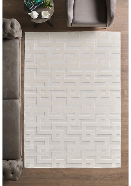 Modern Şık Tasarımlı Sisal Salon Oturma Odası Yolluk Krem Halı