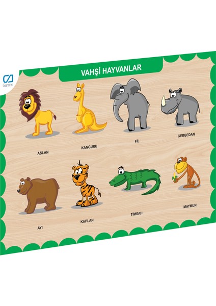 Ahşap Vahşi Hayvanlar Bul-Tak