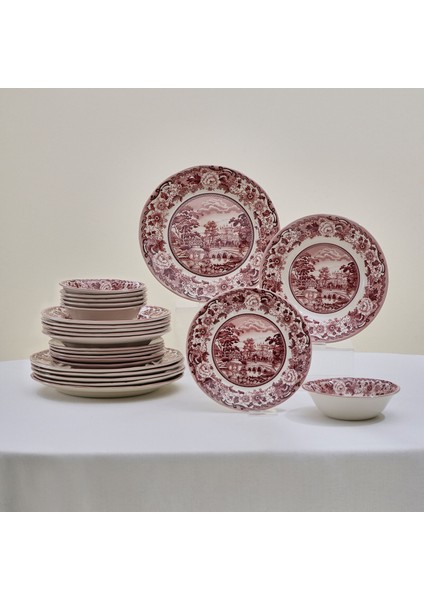 Old Town 24 Parça 6 Kişilik Yemek Takımı Bordo