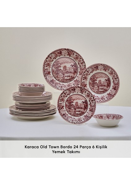 Old Town 24 Parça 6 Kişilik Yemek Takımı Bordo modelleri