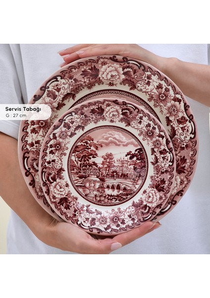 Old Town 24 Parça 6 Kişilik Yemek Takımı Bordo indirimleri