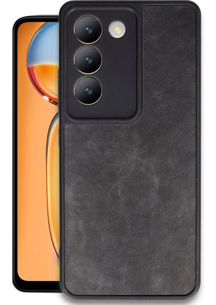 Vivo V30 Lite 4g Kılıf Aras Deri Kapak - Siyah